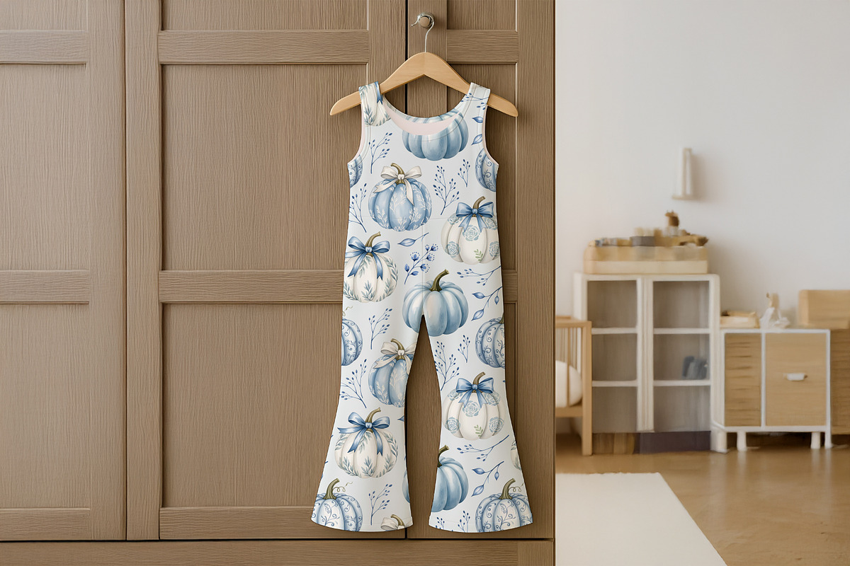 Blue White Pumpkins Seamless Pattern, a Pattern Graphic by Kreeya Art Shop (Photo 2 of 9)