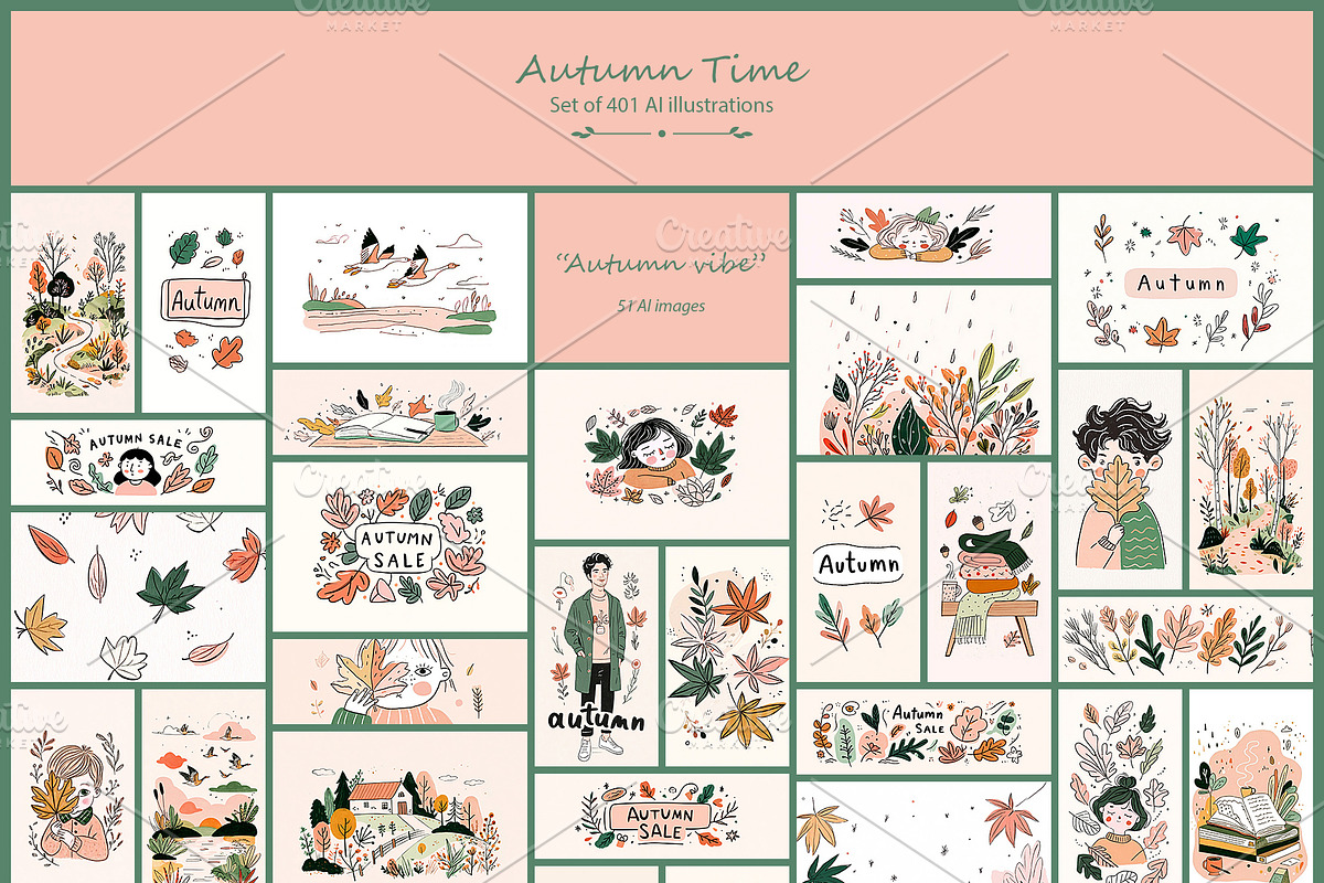 Autumn Time 3- 401 AI illustrations, a Seasonal Illustration by Pundateam (Photo 5 of 12)