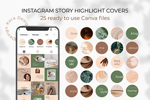 Boho Instagram Highlight Covers, a Social Media Template by DesignKora