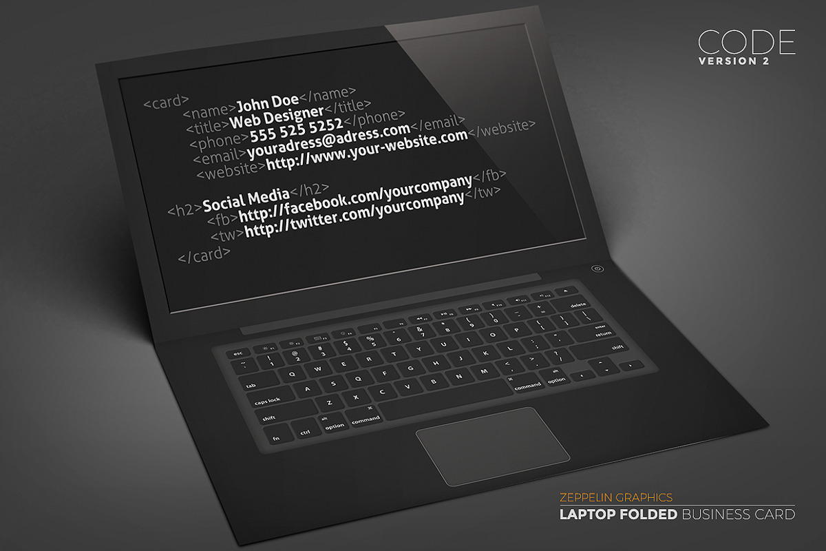 Laptop Business Card Black Edition, a Business Card Template by Graphicdome (Photo 6 of 8)