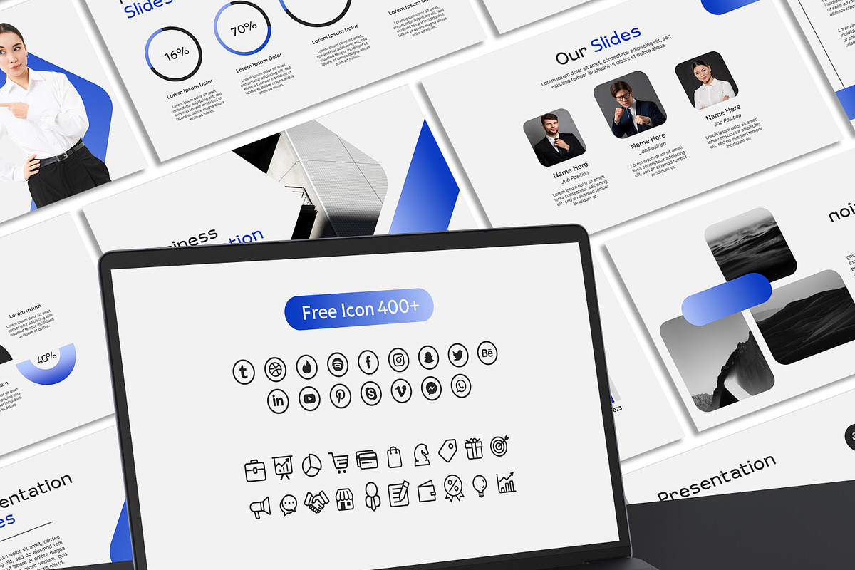 Minimalist Blue PowerPoint Template, a Presentation Template by SKY CREATION (Photo 6 of 6)