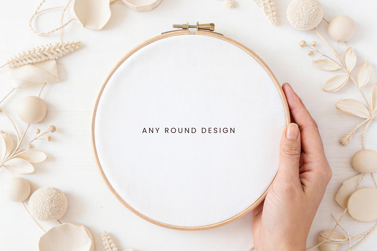 Embroidery Hoop in Hand Mockup, a Product Mockup by TatiMockup (Photo 2 of 4)