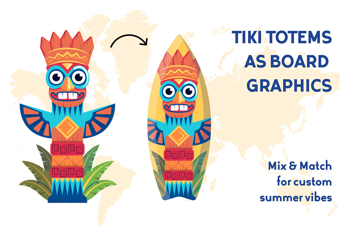 Tropical Set - Totems & Surfboards, an Object Illustration by Lettering_Logo (Photo 5 of 8)