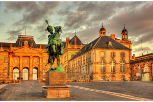 Monument to lasalle in front of the castle of luneville lorrai stock photo, an Architecture Photo by Leonid Andronov