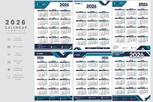 2026 calendar design A4 template, a Print Template by DESIGNSKIT