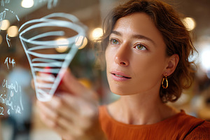 Innovative woman illustrating concepts on a glass wall in a vibrant, modern wor, a Photo by AlyaAnd