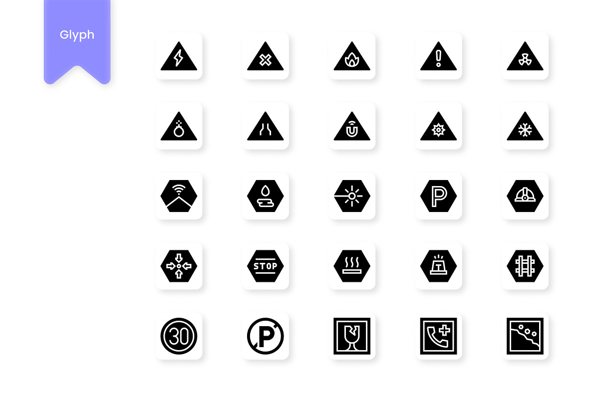 Warning Signs and Texts Icons, a Duotone Icon by HacaStudio (Photo 3 of 3)