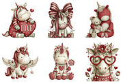 Whimsical Valentine Unicorn Clipart, an Illustration by DreamArtGraphic (Thumbnail 4 of 4)