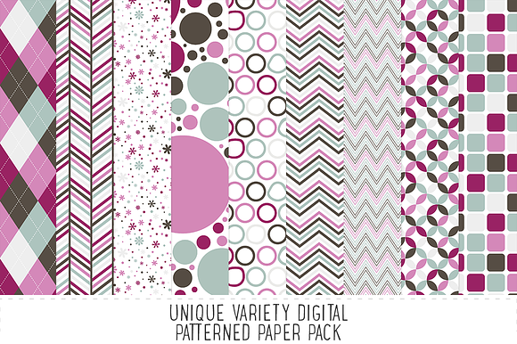 Plum Aqua Pattern Paper Pack
