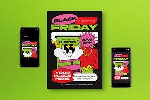 Black Green Black Friday Flyer Set, a Flyer Template by graphicook