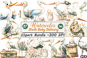 Stork Baby Delivery Clipart, an Illustration by DreamCafeArt (Thumbnail 1 of 7)
