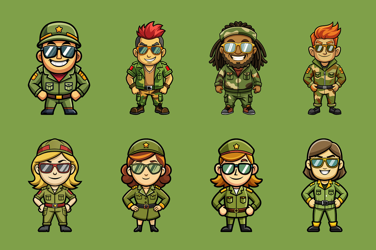 Army Mascot Illustration Pack, an Illustration by Riswan Ratta (Photo 3 of 3)