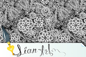 Lace Seamless Pattern With Flowers