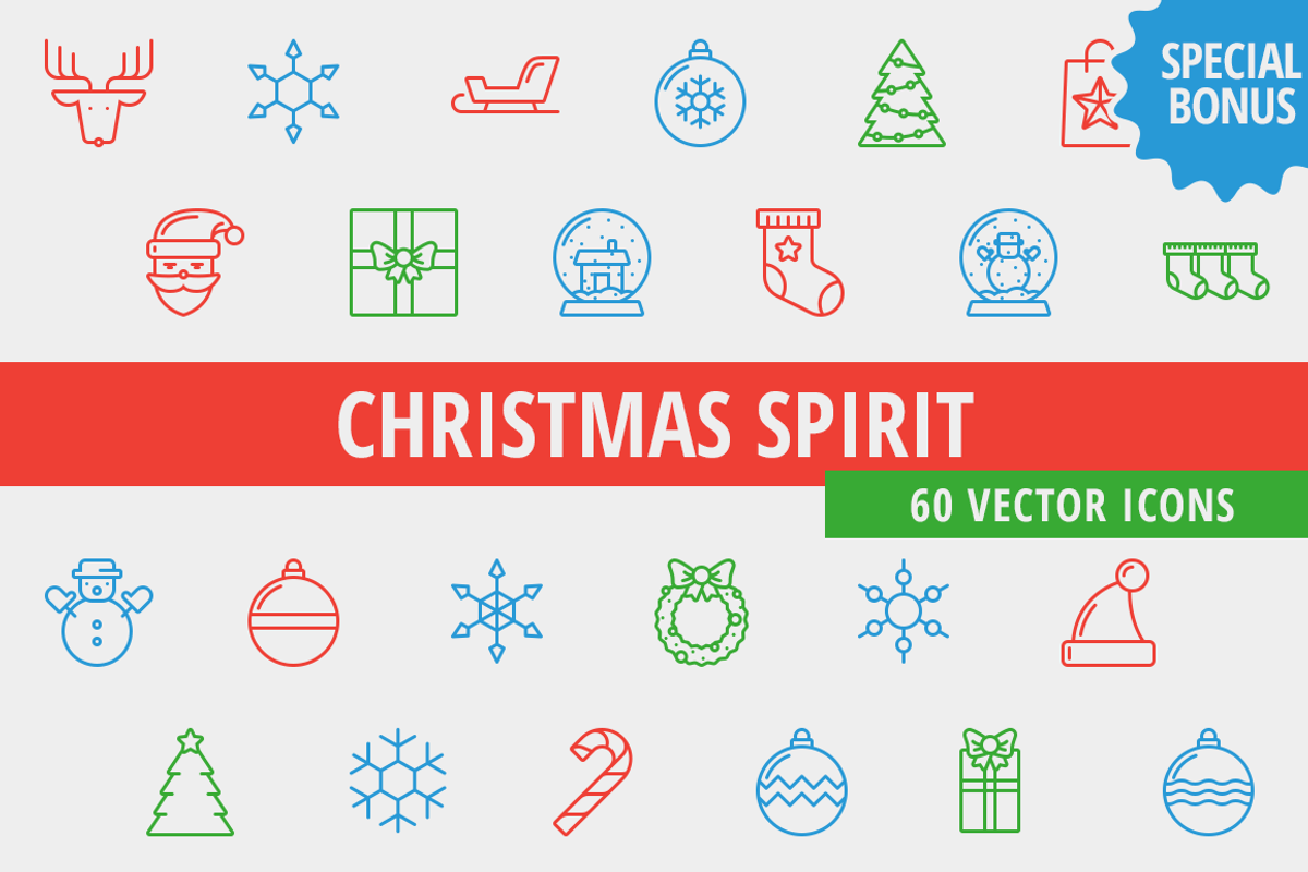 Sale: Christmas Line Icons + Bonus!