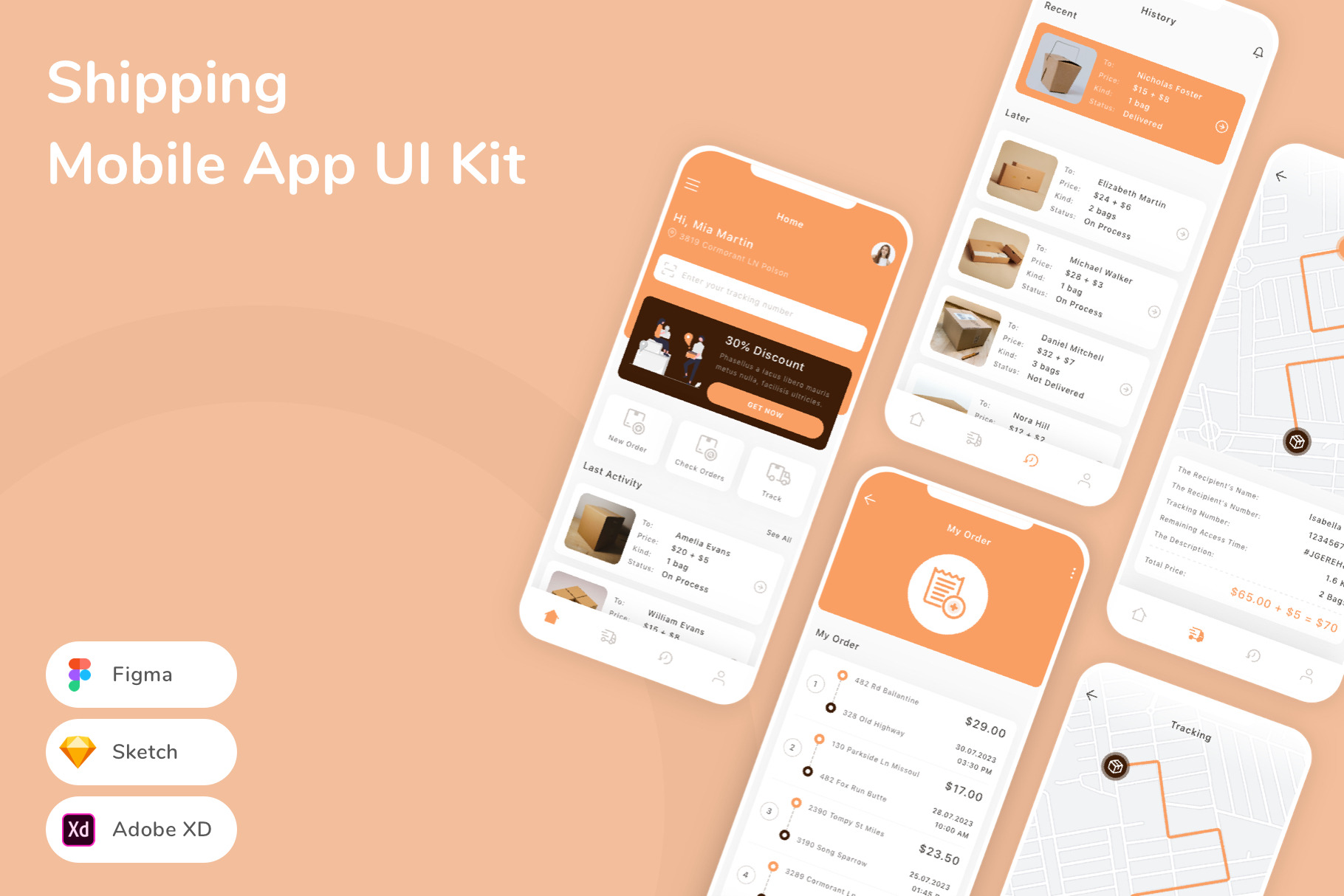 Shipping Mobile App UI Kit, an UI Kit Template by Betush