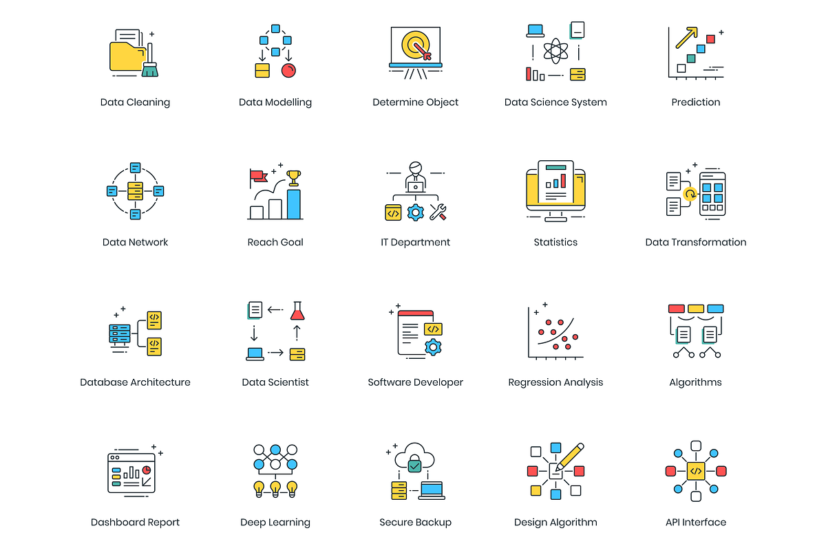 73 Data Analytics Modern Icons, an Outline Icon by Flat Icons