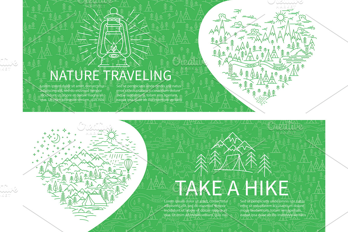 Nature travel horisontal banner, an Illustration by IvanFet