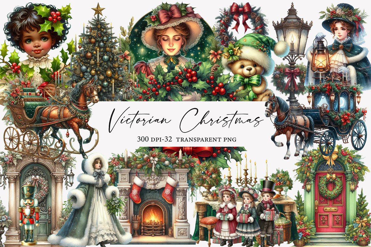 Victorian Christmas Clipart, an Illustration by Designworld (Photo 1 of 5)