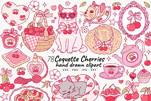 Coquette Cherries Clipart Bundle, a Seasonal Illustration by TitaLivingArt