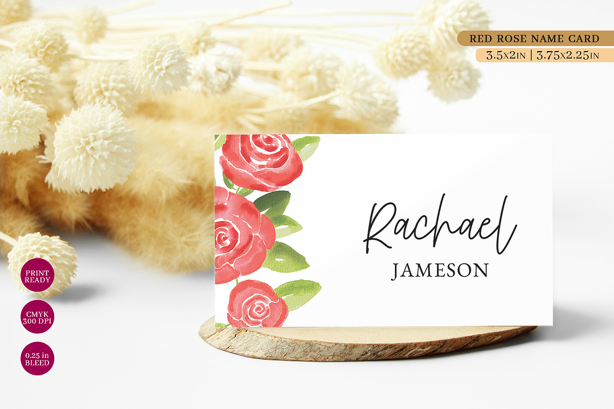Red Rose Floral Name Card, a Stationery Template by Beyond Muse (Photo 1 of 3)