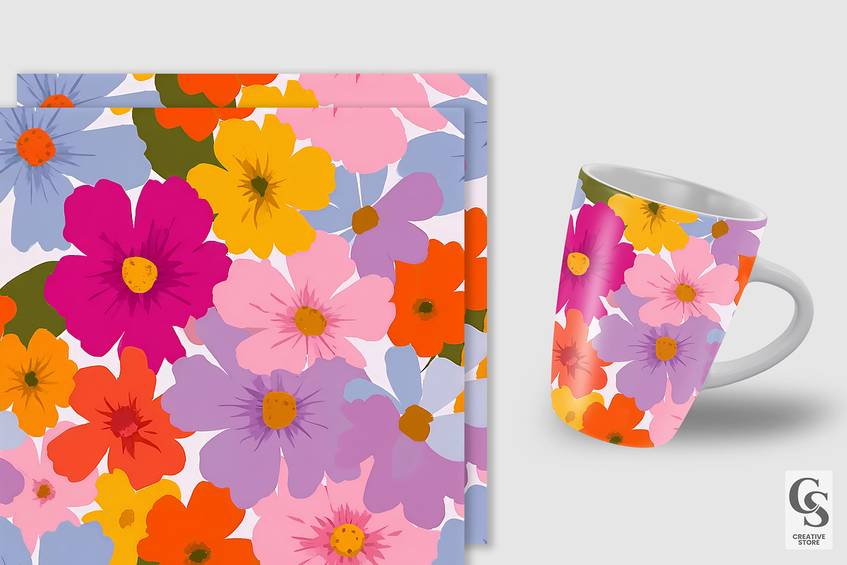 Colorful Whimsical Flowers Patterns, a Pattern Graphic by Creative Store (Photo 4 of 5)