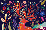 Flowers and Deer, an Animal Illustration by MoleskoStudio (Thumbnail 11 of 24)
