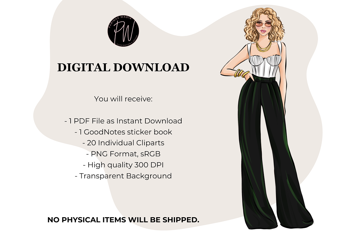 Fashion Girl 57 clipart png, an Illustration by Parinaz Wadia Design (Photo 8 of 9)