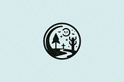 Spooky Landscape Emblem, a Seasonal Illustration by Vectorium Studio (Thumbnail 1 of 3)