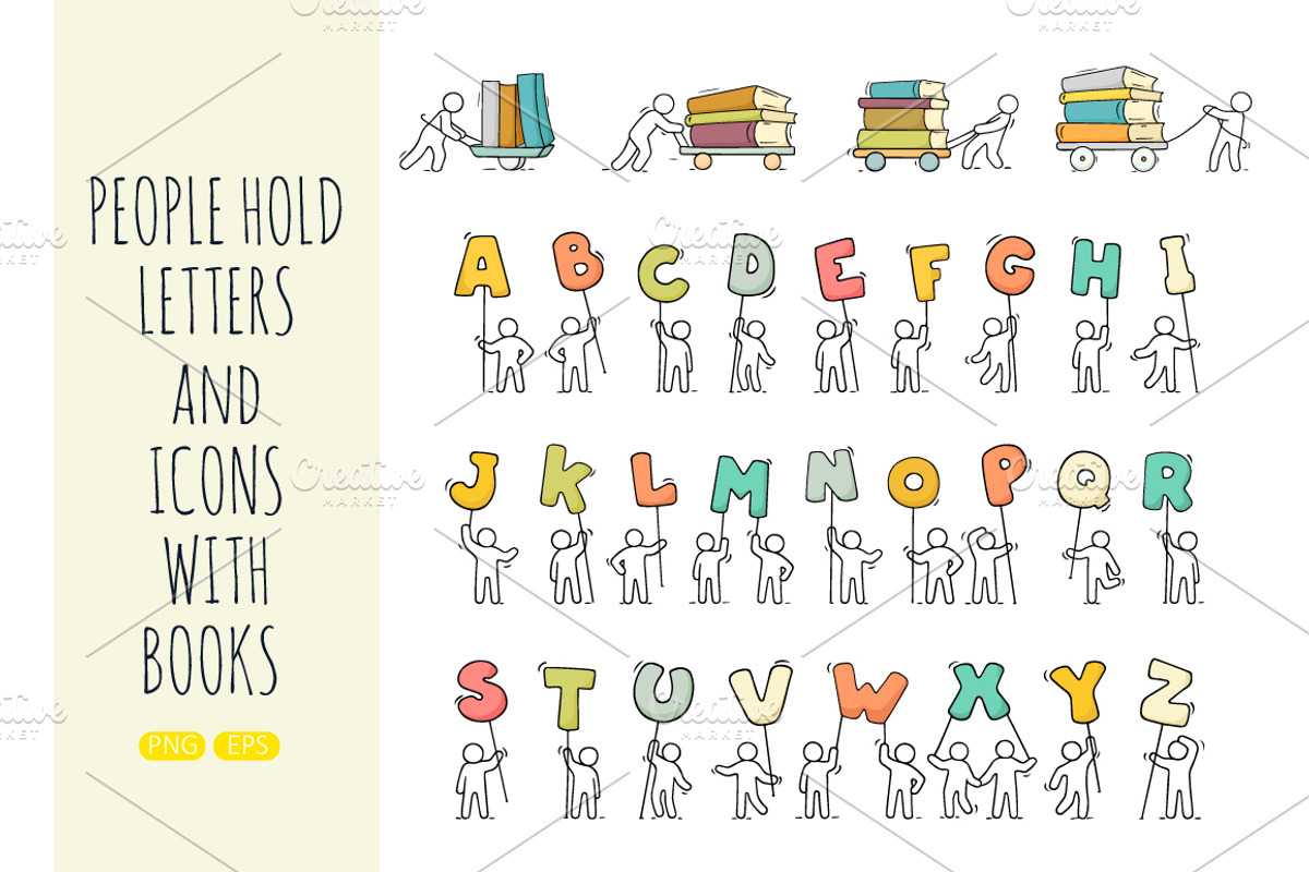 People holding Letters, a Decorative Illustration by Sapunkele