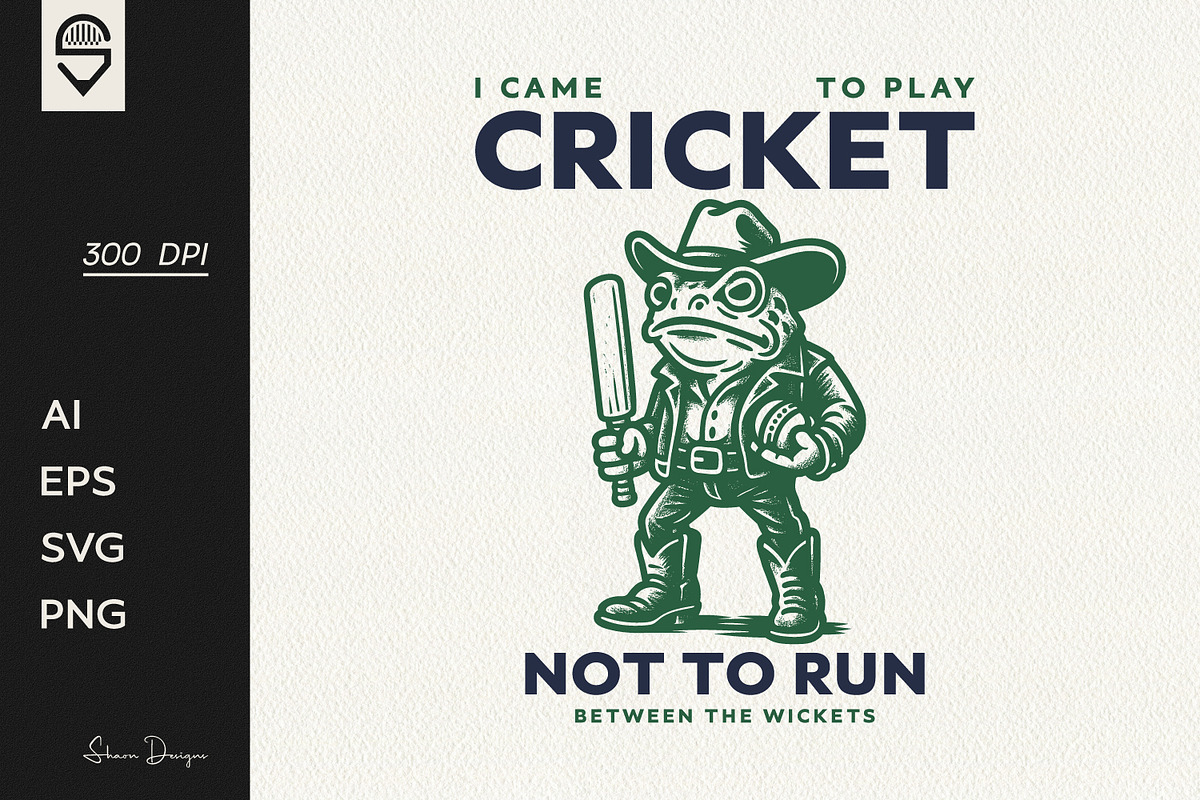 Funny Cowboy Frog Playing Cricket, a Sport Illustration by shaondesigns (Photo 1 of 6)