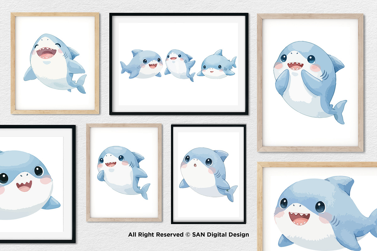 15 Bundle Watercolor Shark Ocean Sea, an Animal Illustration by Morspective (Photo 4 of 8)