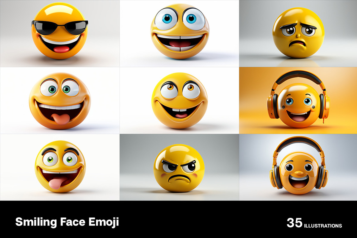 Smiling Face Emojis. 35 images, an Object Illustration by Handmadefont (Photo 6 of 10)