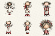 whimsical Christmas Angel Clipart, an Illustration by DreamCafeArt (Thumbnail 4 of 5)