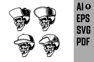 Illustrations Of Skull In Cap