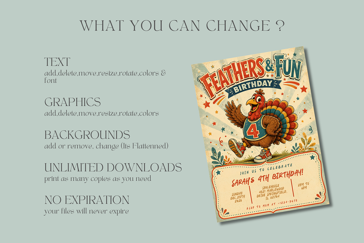 Turkey Style 4th Birthday Invitation, an Invitation Template by InvitingStorys (Photo 10 of 11)