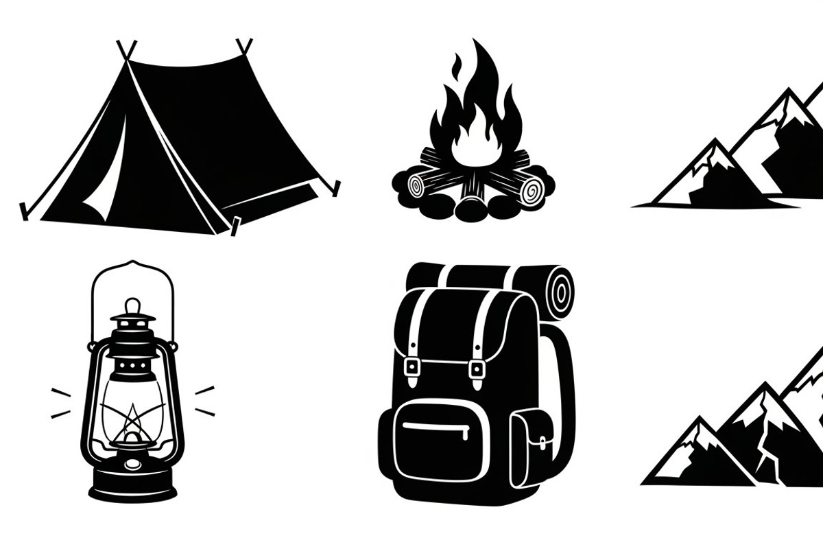 Camping Adventure Silhouette Icon, an Illustration by Artivon (Photo 6 of 51)