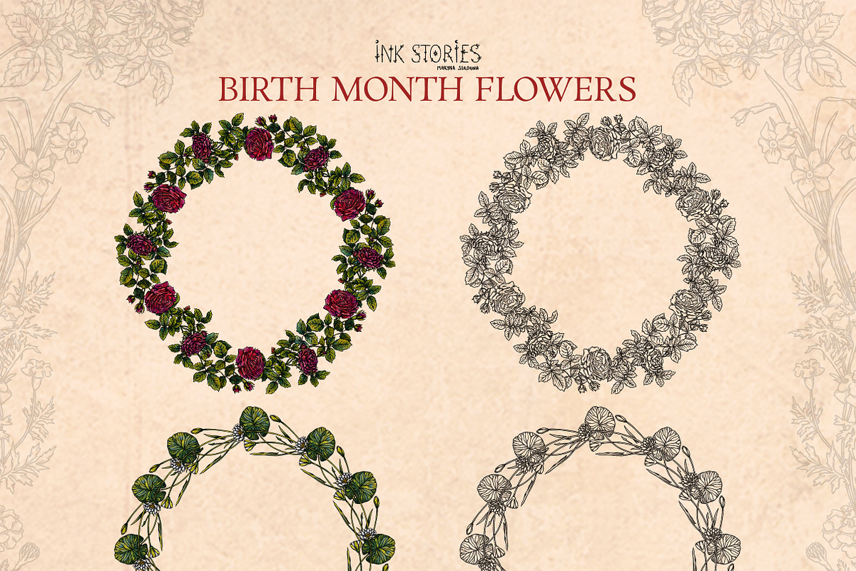 Birth Month Flowers Handcrafted, a Decorative Illustration by Ink Stories (Photo 9 of 15)