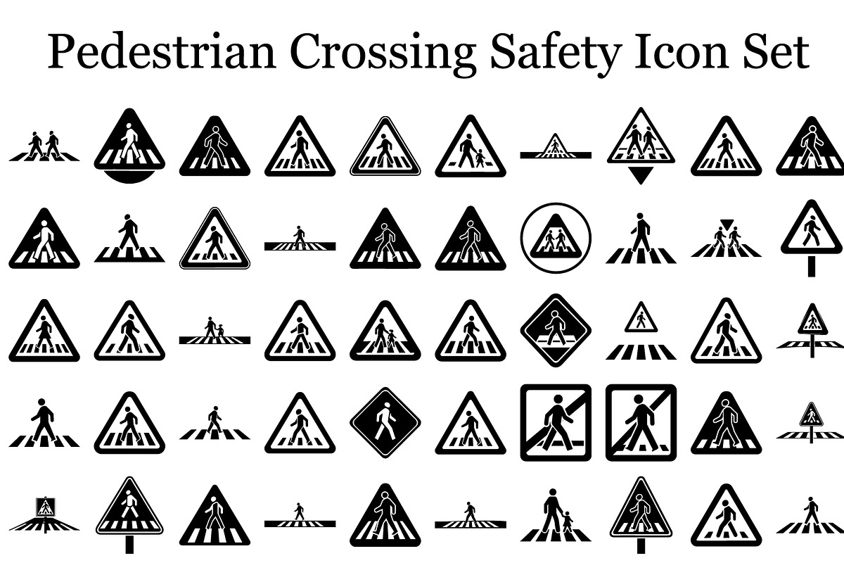 Pedestrian Crossing Safety Icon Set, an Icon by musafir_fashion (Photo 1 of 13)
