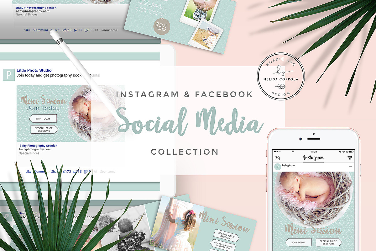 Baby Photography Social Media Pack, a Templates & Theme by Nordic.Arg (Photo 1 of 8)