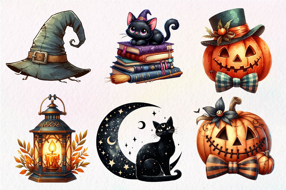 Vintage Halloween Clipart, an Illustration by Dream Creation (Photo 2 of 7)