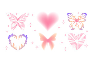 Y2K elements with butterfly and, an Animal Illustration by art PVP - market