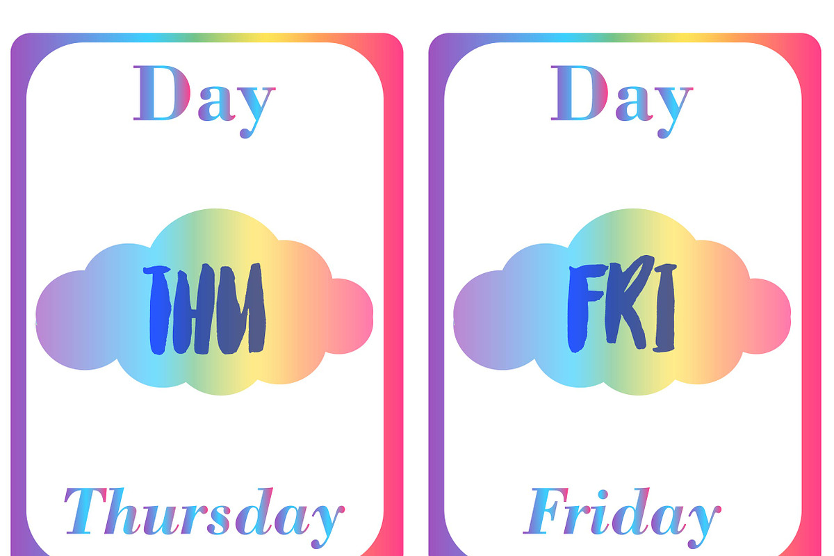 Days of the Week Flash Card for Kids, a Card Template by DigitalsDesigns (Photo 3 of 3)