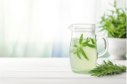 Jug of homemade refreshing tarragon, a Food & Drink Photo by Ylivdesign