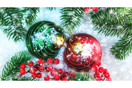 Christmas cards with snow and decor, a Holiday Photo by yanadjana