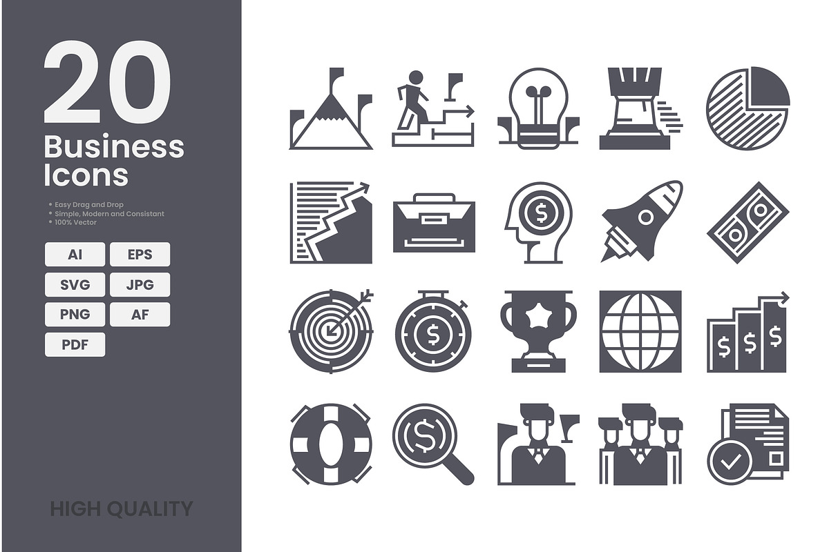 Business Icon Pack, a Solid Icon by erifqizeicon (Photo 1 of 3)