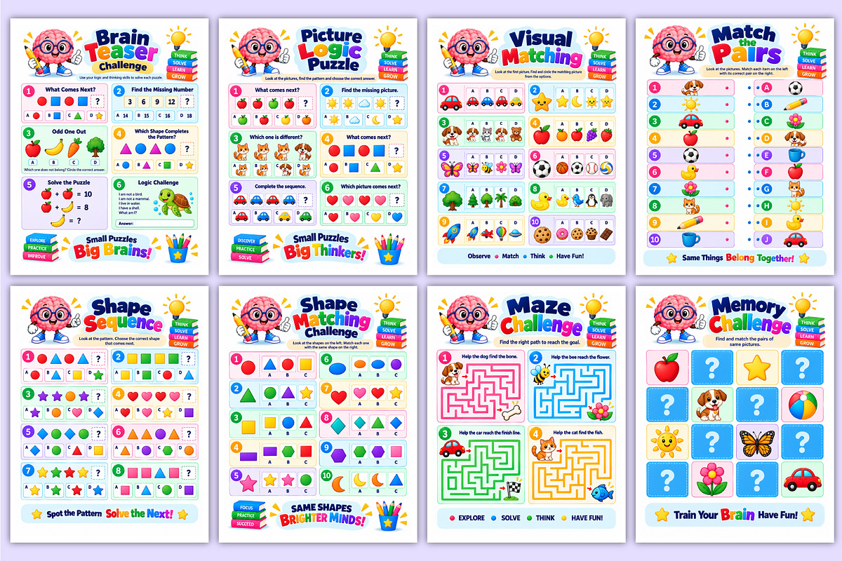 Brain Boost Puzzle Workbook | Logic, a Stationery Template by Mustafiz (Photo 4 of 4)