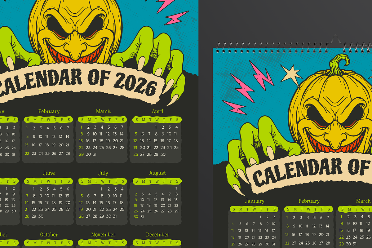 Horror Wall Calendar 2026, a Print Template by Annora Studio (Photo 5 of 6)