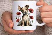 Whimsical Dogs Floral Clipart Bundle, a Seasonal Illustration by Canvas Craft (Thumbnail 7 of 7)