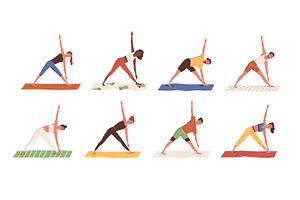People doing yoga set, a Healthcare Illustration by Good Studio