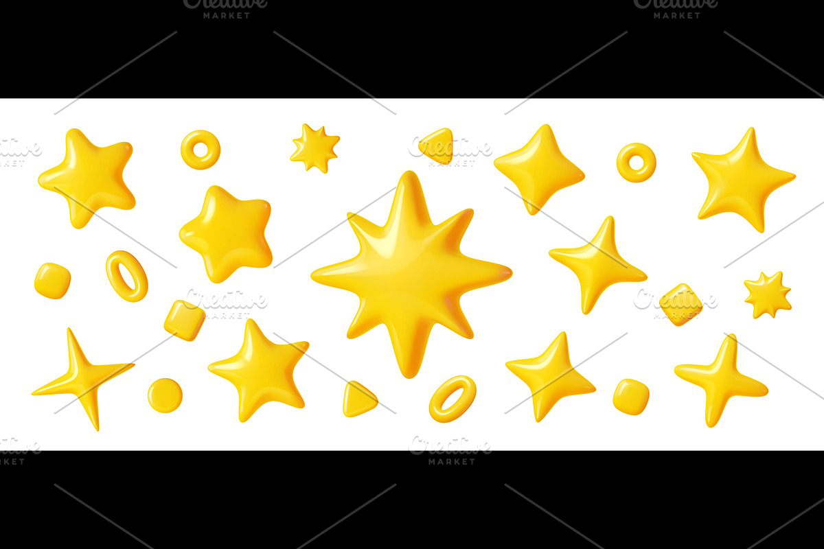 3d yellow star starlets, twinkles, an Object Illustration by Buch&Bee (Photo 1 of 3)